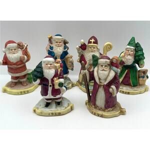 VTG Santa Through The Years Complete Set of Six Hand Painted